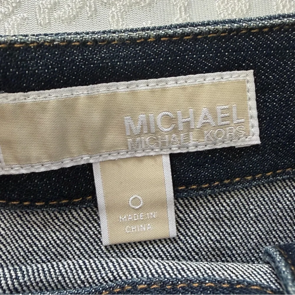 Michael Kors Denim Military Style Button A Line Mini Skirt  Size 0